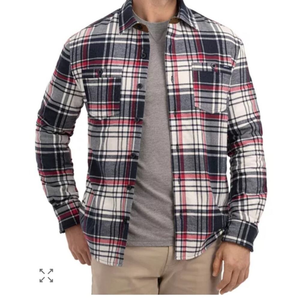 Johnnie-O Percy Blue Plaid Flannel Shirt Jacket Thick Preppy Cozy XXL- NEW